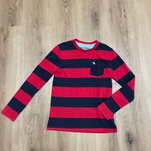 Boys (size 9/10) red and blue striped Abercrombie long sleeve shirt